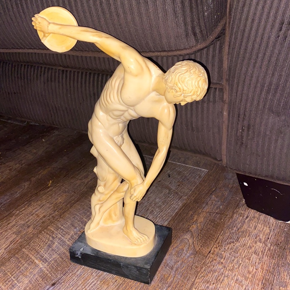 Vintage A.SANTINI Discobolo Disc Thrower Sculpture Italy Figurine Classic Figure